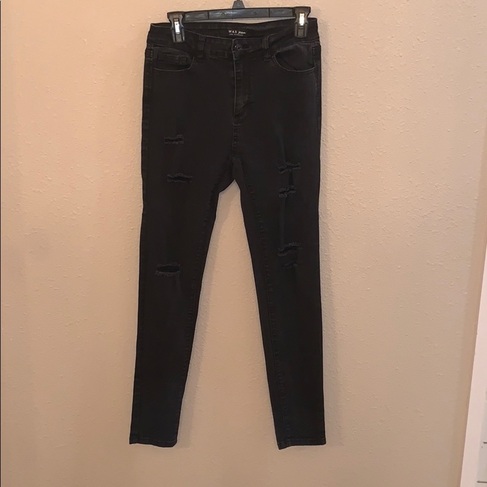 Stretchy distressed Wax Jeans black size 7 / 28
